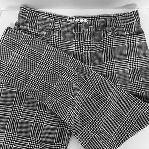 Lands' End Womens Pants High Rise Slim Soft Black White Houndstooth Size 12